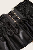 Smocked Lace-Up PU Leather Belt - Fashionistas Showroom