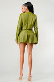 Button Up Pu Leather jacket and Skirt Set - Fashionistas Showroom