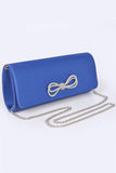 Rhinestone Bow Satin Clutch Bag