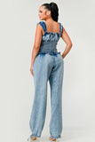 Chambray Charm Ruffled Jumpsuit - Fashionistas Showroom