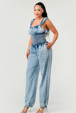 Chambray Charm Ruffled Jumpsuit - Fashionistas Showroom