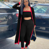 Spring And Summer Amazon Europe And America Sexy Women's Contrast Color Long Jacket Three-Piece Set