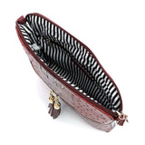 Ostrich Croc Zip Tassel Crossbody Bag - Fashionistas Showroom