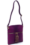 Ostrich Croc Zip Tassel Crossbody Bag - Fashionistas Showroom