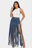 Bohemian Rhapsody Fringe Denim Skirt