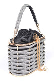 Weaved Rhinestone Basket Box Clutch - Fashionistas Showroom