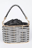 Weaved Rhinestone Basket Box Clutch - Fashionistas Showroom