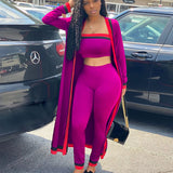 Spring And Summer Amazon Europe And America Sexy Women's Contrast Color Long Jacket Three-Piece Set