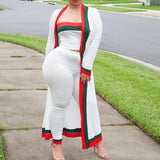 Spring And Summer Amazon Europe And America Sexy Women's Contrast Color Long Jacket Three-Piece Set