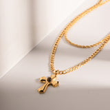 18K Gold-Plated Double Layered Cross Necklace - Fashionistas Showroom