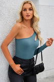 Cutout One Shoulder Long Sleeve Bodysuit - Fashionistas Showroom