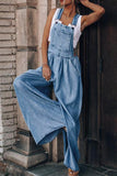 Distressed Wide Leg Denim Overalls - Fashionistas Showroom