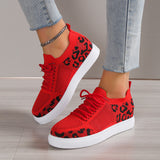 Lace-Up Leopard Flat Sneakers - Fashionistas Showroom