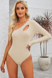 Cutout One Shoulder Long Sleeve Bodysuit - Fashionistas Showroom