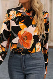 Floral Mock Neck Flounce Sleeve Blouse - Fashionistas Showroom