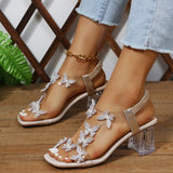 Butterfly Detail Open Toe Mid Heel Sandals - Fashionistas Showroom