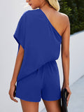 Single Shoulder Batwing Sleeve Romper - Fashionistas Showroom