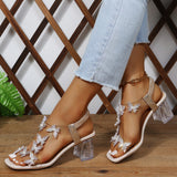 Butterfly Detail Open Toe Mid Heel Sandals - Fashionistas Showroom