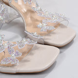 Butterfly Detail Open Toe Mid Heel Sandals - Fashionistas Showroom