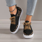 Lace-Up Leopard Flat Sneakers - Fashionistas Showroom