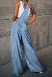 Distressed Wide Leg Denim Overalls - Fashionistas Showroom