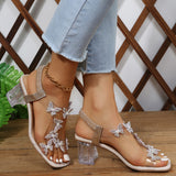 Butterfly Detail Open Toe Mid Heel Sandals - Fashionistas Showroom