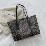 PU Leather Leopard Tote Bag - Fashionistas Showroom