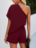 Single Shoulder Batwing Sleeve Romper - Fashionistas Showroom