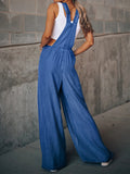 Distressed Wide Leg Denim Overalls - Fashionistas Showroom