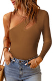 Cutout One Shoulder Long Sleeve Bodysuit - Fashionistas Showroom