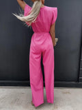 Ruffled Round Neck Cap Sleeve Jumpsuit - Fashionistas Showroom