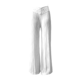 Women's High Waist Casual Pants Draping Pleated Hollow Water Ripple Wide Leg Pants Women's Trousers