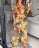 Two-piece Crewneck Top Waist Pants Set - Fashionistas Showroom