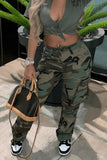 High Waist Camouflage Overalls