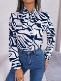 Bow Long Sleeve Elegant Striped Shirt Top - Fashionistas Showroom