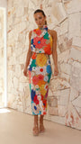 Printed Halter Sleeveless Waist-tight Dress - Fashionistas Showroom