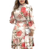 European And American Amazon Floral Print Lantern Sleeve Smocked Ruffle Dress - Fashionistas Showroom