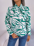 Bow Long Sleeve Elegant Striped Shirt Top - Fashionistas Showroom