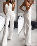 Spring And Summer Style Slanted Placket Mid-waist Temperament communting jumpsuit - Fashionistas Showroom