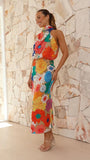 Printed Halter Sleeveless Waist-tight Dress - Fashionistas Showroom