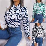 Bow Long Sleeve Elegant Striped Shirt Top - Fashionistas Showroom