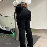 High-waisted Multi-pocket Hip Trousers - Fashionistas Showroom