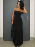 Sexy Tube Top Backless Slim Slit Long Dress