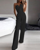 Spring And Summer Style Slanted Placket Mid-waist Temperament communting jumpsuit - Fashionistas Showroom
