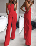 Spring And Summer Style Slanted Placket Mid-waist Temperament communting jumpsuit - Fashionistas Showroom