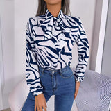 Bow Long Sleeve Elegant Striped Shirt Top - Fashionistas Showroom