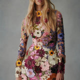 Three-dimensional Flower Mesh Lace Embroidered Sexy Dress - Fashionistas Showroom