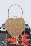 Rhinestone Fringe Heart Shape Party Bag