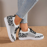 Lace-Up Leopard Flat Sneakers - Fashionistas Showroom