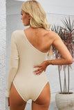 Cutout One Shoulder Long Sleeve Bodysuit - Fashionistas Showroom